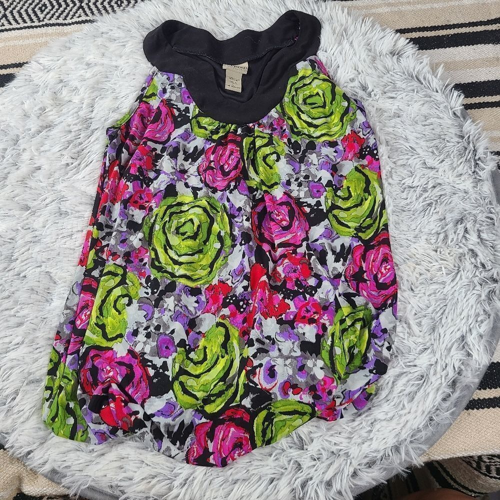 Decoded Funky Rose Print Bubble Blouse Tank Women's Large